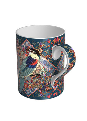 Round Bone China Mug Set Tea Cups 0.35kg Dishwasher Safe 14cm