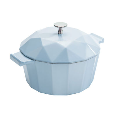 Blue Cast Iron Stock Pots Cooking 10.2cm Height Wear Resistant For Soup