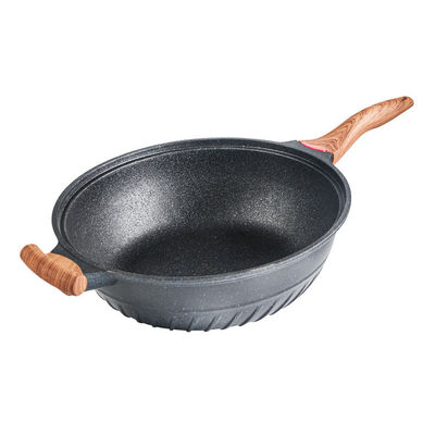 No Overflow 32cm Frying Pan Non Stick Round Bottom Wok 10.3cm Height
