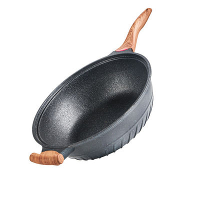 Grey Aluminum Deep Kitchen Frying Pans 10.3cm Height Corrosion Resistance