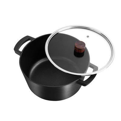 Aluminum Alloy Black Soup Pot 4L Milk Heating Pot 1.4kg Oven Safe