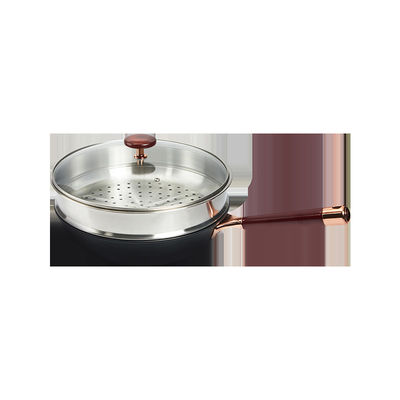Unibody Cast Iron Stir Fry Pan Rose Glod Wok 2.5kg Without Coating