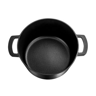 12.3cm Height Black Soup Pot 4L Stock Pot With Tempered Glass Cover