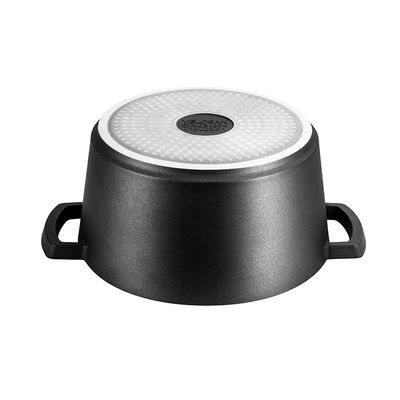 12.3cm Height Black Soup Pot 4L Stock Pot With Tempered Glass Cover