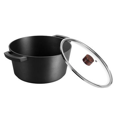 1.4kg Non Stick  Black Soup Pot Aluminum Alloy Pfluon Coating 4L With Glass Lid