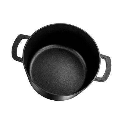 1.4kg Non Stick  Black Soup Pot Aluminum Alloy Pfluon Coating 4L With Glass Lid