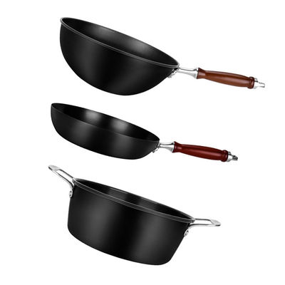 28cm Three Piece Flat Bottom Wok Set Stir Fry Pan Non Stick 1.25kg