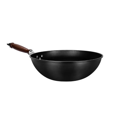 Durable Kitchen Frying Pans Round Bottom Carbon Steel Wok Chemical Free 9.3cm Deep