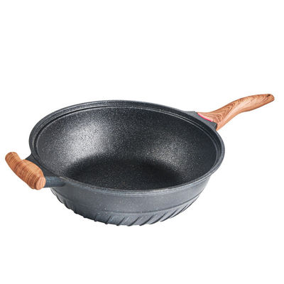 32cm Grey Flat Bottom Induction Wok Non Stick Aluminum Pan 6.62kg