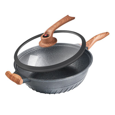 32cm Grey Flat Bottom Induction Wok Non Stick Aluminum Pan 6.62kg