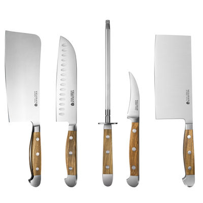 Apricot Cooking Stainless Steel Knife Set 5Cr15MoV 31cm Mirror Polishing 0.35kg