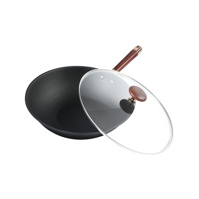 Unibody Cast Iron Stir Fry Pan Rose Glod Wok 2.5kg Without Coating