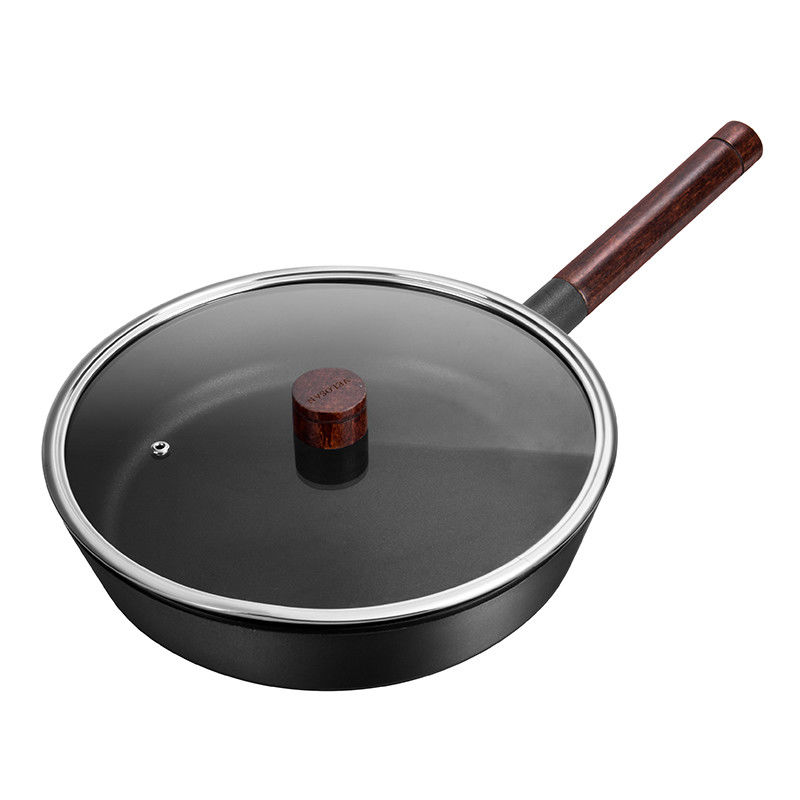 11inch Nonstick Aluminum Stir Frying Pan 1.6kg Dishwasher Safe With Glass Lid