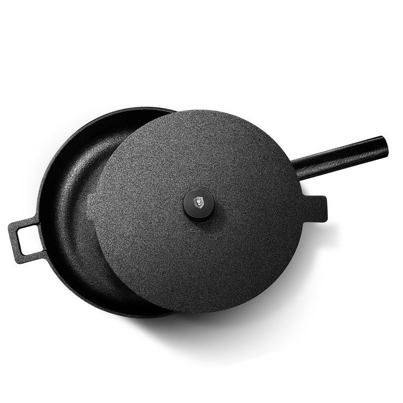 OEM 3.5kg Cast Iron Skillet Pans 28cm Fry Pan Skillet Drawing Texture