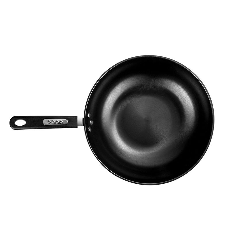 Carbon Steel Stir Frying Pans PTFE Free Heat Proof 32cm Wok With Lid
